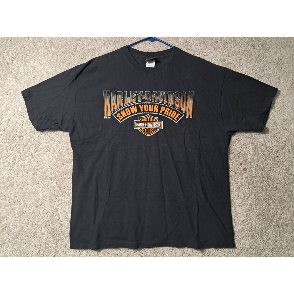 Harley-Davidson XL T-Shirt Mens Black Show Your Pride Silver Eagle Graphic